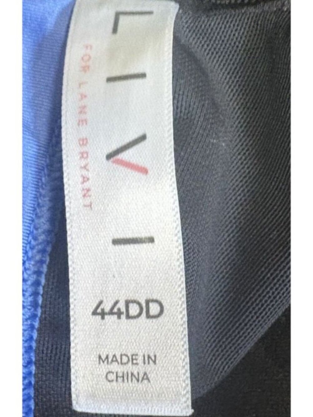 LIVI Lane Bryant Sports Bra Womens 44DD Blue Black Zip Front Underwire Racerback - Picture 3 of 4